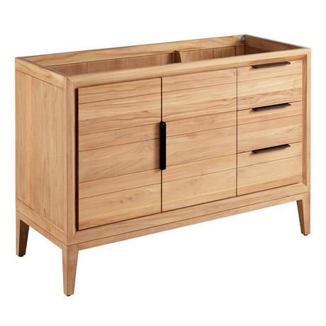 48" Aliso Teak Vanity for Left Offset Rectangular Undermount Sink - Natural Teak