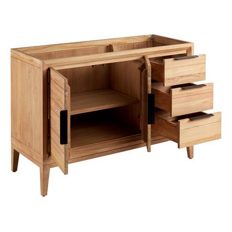 48" Aliso Teak Vanity for Left Offset Rectangular Undermount Sink - Natural Teak