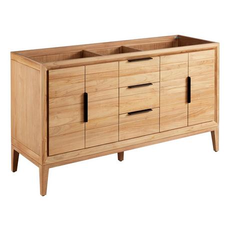 60" Aliso Teak Double Vanity for Undermount Sinks - Natural Teak