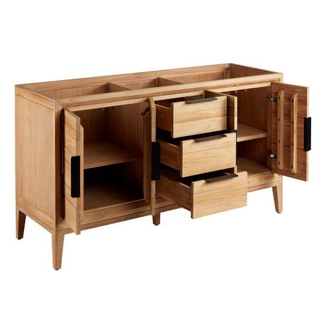 60" Aliso Teak Double Vanity for Undermount Sinks - Natural Teak