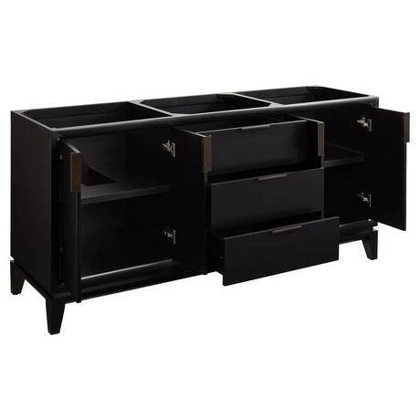 72" Talyn Mahogany Double Vanity for Rectangular Undermount Sinks - Black