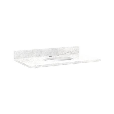 37" x 22" 3cm Marble Vanity Top for Undermount Sink - 8" Faucet Holes - Carrara - White Sink