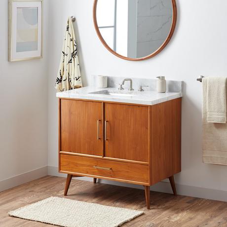 36" Novak Teak Vanity with Rectangular Undermount Sink - Teak