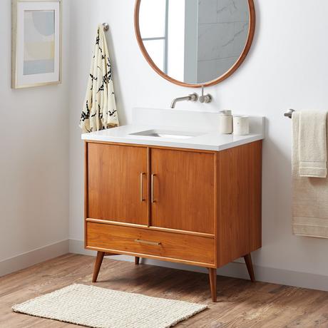 36" Novak Teak Vanity with Rectangular Undermount Sink - Teak