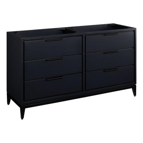 60" Hytes Mahogany Double Vanity With Rectangular Undermount Sinks - Midnight Navy Blue