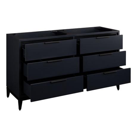 60" Hytes Mahogany Double Vanity With Rectangular Undermount Sinks - Midnight Navy Blue