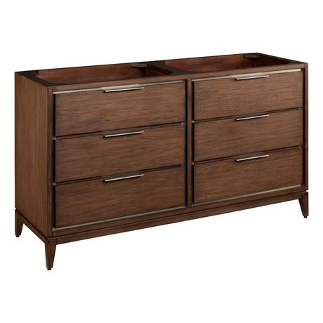 60" Hytes Mahogany Double Vanity With Rectangular Undermount Sinks - Carob Brown