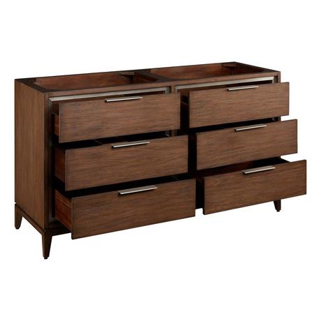 60" Hytes Mahogany Double Vanity With Rectangular Undermount Sinks - Carob Brown