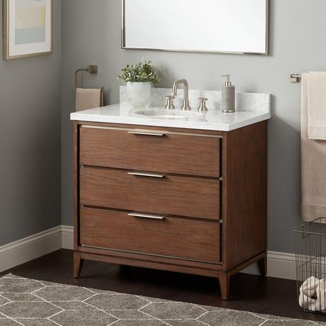 36" Hytes Mahogany Vanity With Undermount Sink - Carob Brown