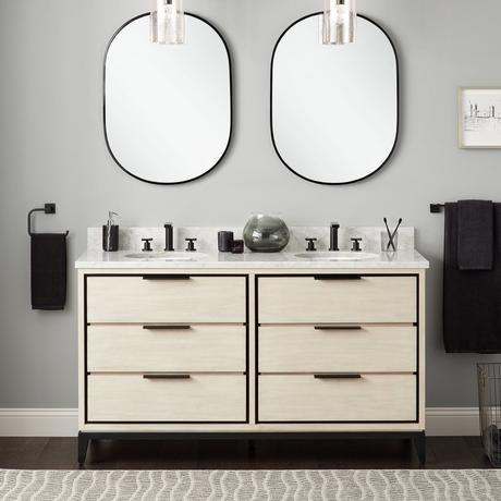 60" Hytes Mahogany Double Vanity With Undermount Sinks - Sky Gray