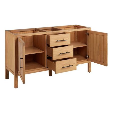 60" Ayanna Double Vanity - Natural Mindi - Vanity Cabinet Only