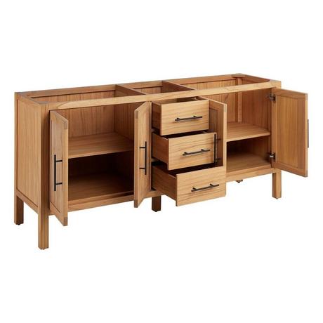 72" Ayanna Double Vanity - Natural Mindi - Vanity Cabinet Only