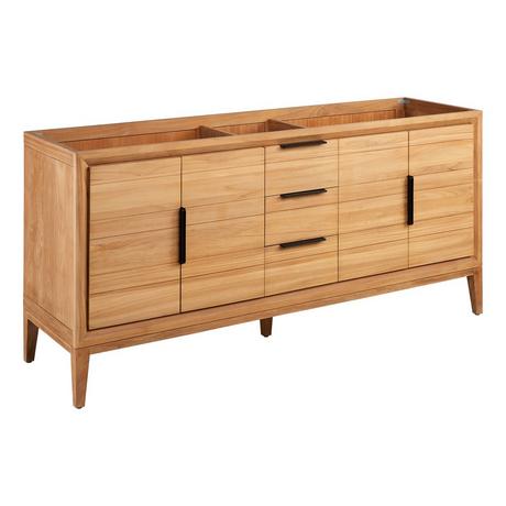 72" Aliso Teak Double Vanity with Rectangular Undermount Sink - Natural Teak
