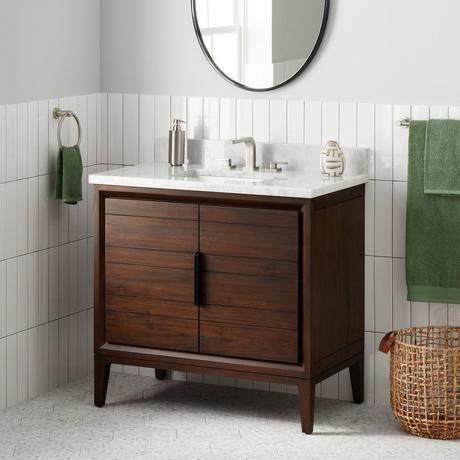 36" Aliso Teak Vanity with Rectangular Undermount Sink - Java