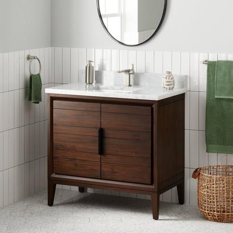 36" Aliso Teak Vanity with Rectangular Undermount Sink - Java