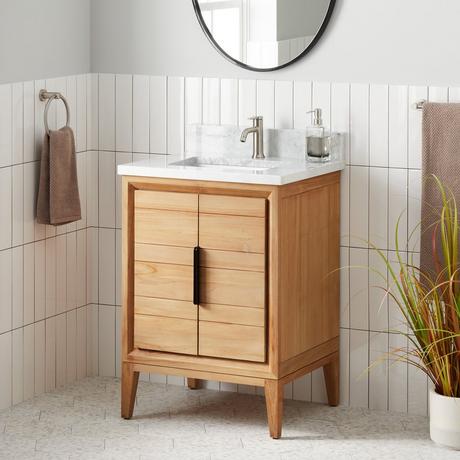24" Aliso Teak Vanity for Rectangular Undermount Sink - Natural Teak
