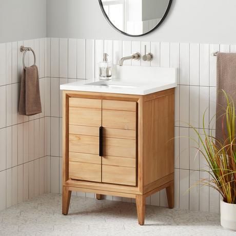24" Aliso Teak Vanity for Rectangular Undermount Sink - Natural Teak