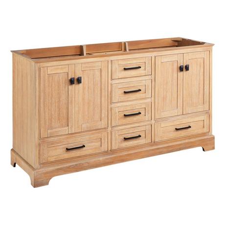 60" Quen Double Vanity With Rectangular Undermount Sinks - Driftwood Brown