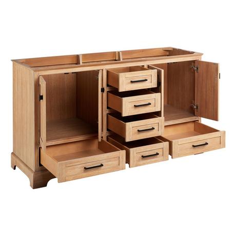 60" Quen Double Vanity With Rectangular Undermount Sinks - Driftwood Brown