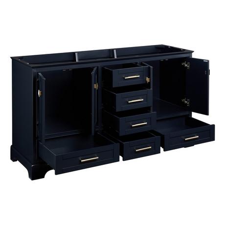 60" Quen Double Vanity With Rectangular Undermount Sinks - Midnight Navy Blue