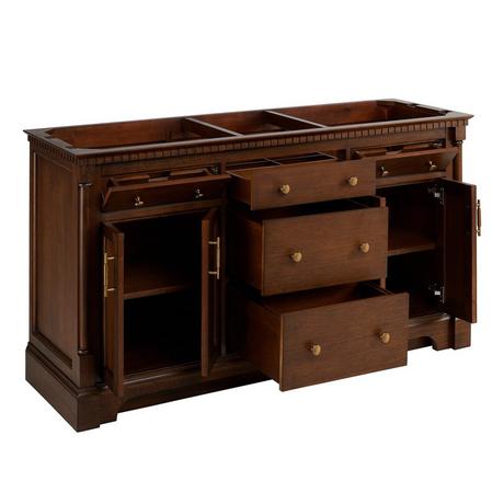 60" Claudia Double Vanity With Rectangular Undermount Sinks - Antique Coffee