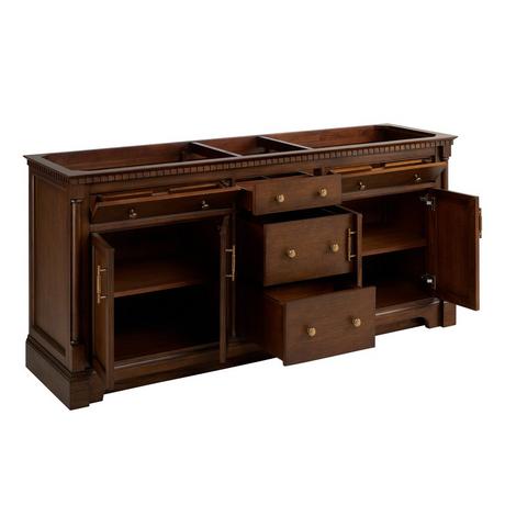 72" Claudia Double Vanity With Rectangular Undermount Sinks - Antique Coffee
