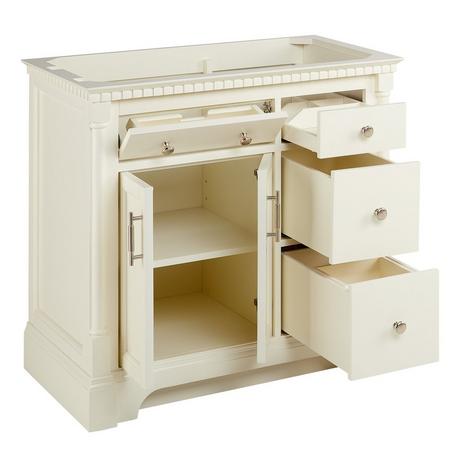36" Claudia Vanity - White with Left Offset Rectangular Undermount Sink