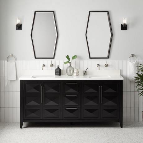 72" Holmesdale Vanity with Rectangular Undermount Sinks - Black