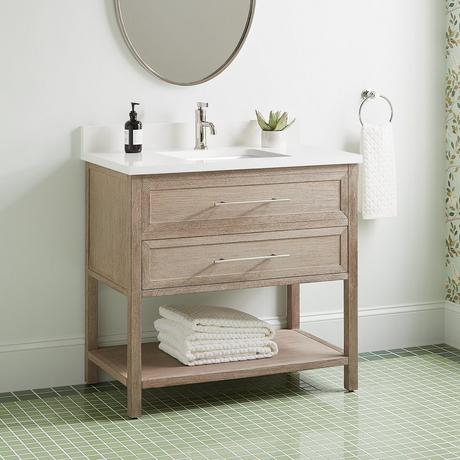 36" Robertson Console Vanity with Rectangular Undermount Sink - Brushed White