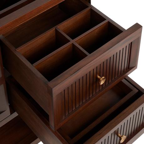 60" Nikolai Vanity with Outlets - Rect Undermount Sinks - Winterland Walnut