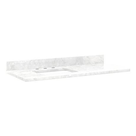 49" X 22" 3CM Marble Vanity Top with Left Offset Rect Undermount Sink - Carrara - 8" Faucet Holes